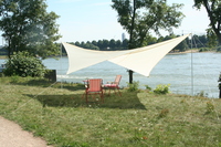 Camping-Freizeit-Sonnensegel (3) Vierecksegel 4 x 4 m - elfenbein - leicht aufgebaut als Sonnenschutz und Sichschutz